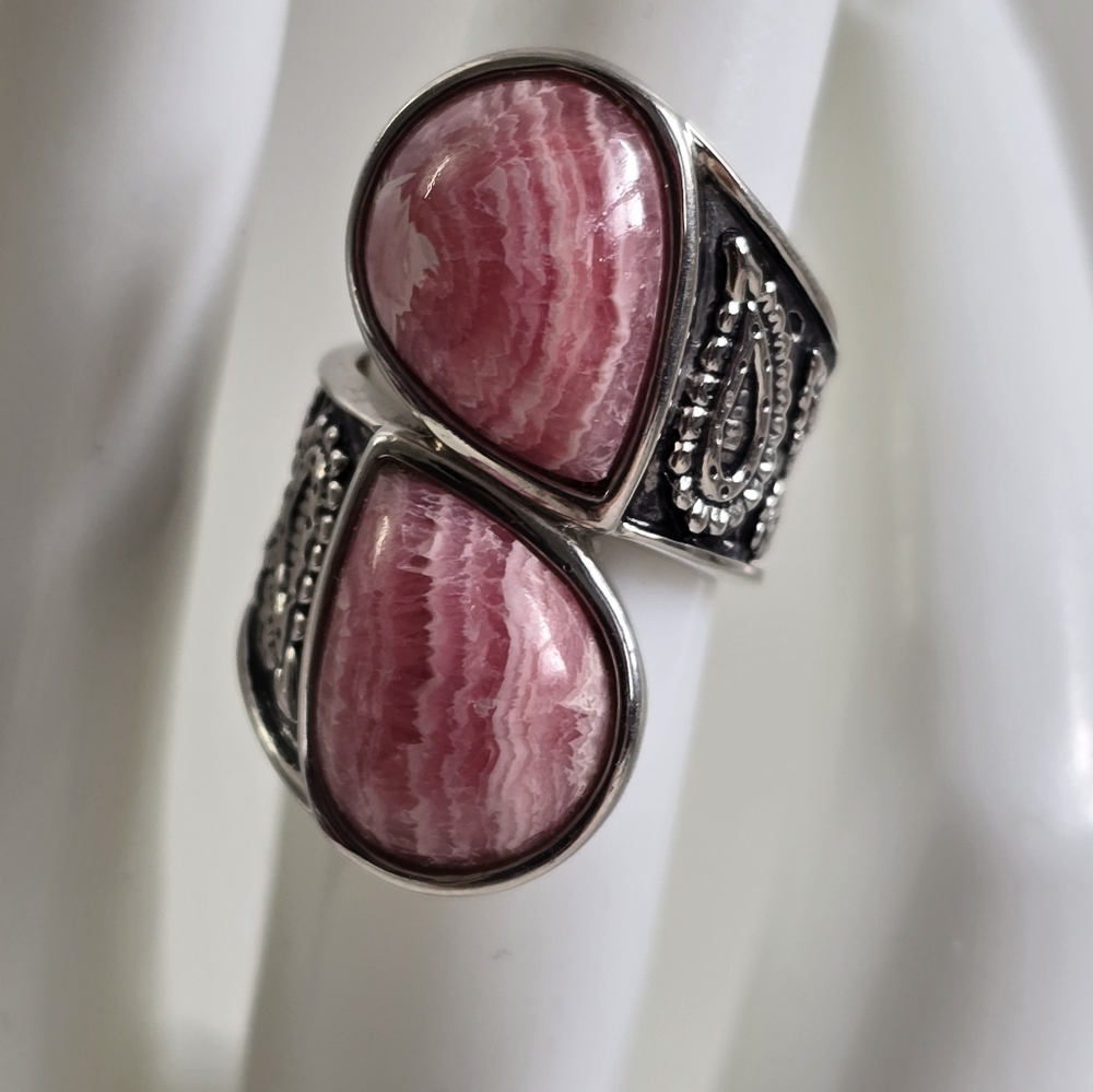 Sterling Silver 925 Pink Teardrop Ring in Silver